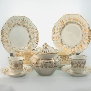ANTIQUE Copeland and Garrett Late Spode Felspar Porcelain Set | Rococo Style